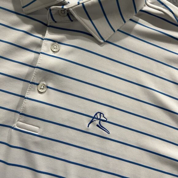 Rhoback Shirt Mens XL White Blue Striped Golf Polo Performance Stretch Preppy - Picture 4 of 11